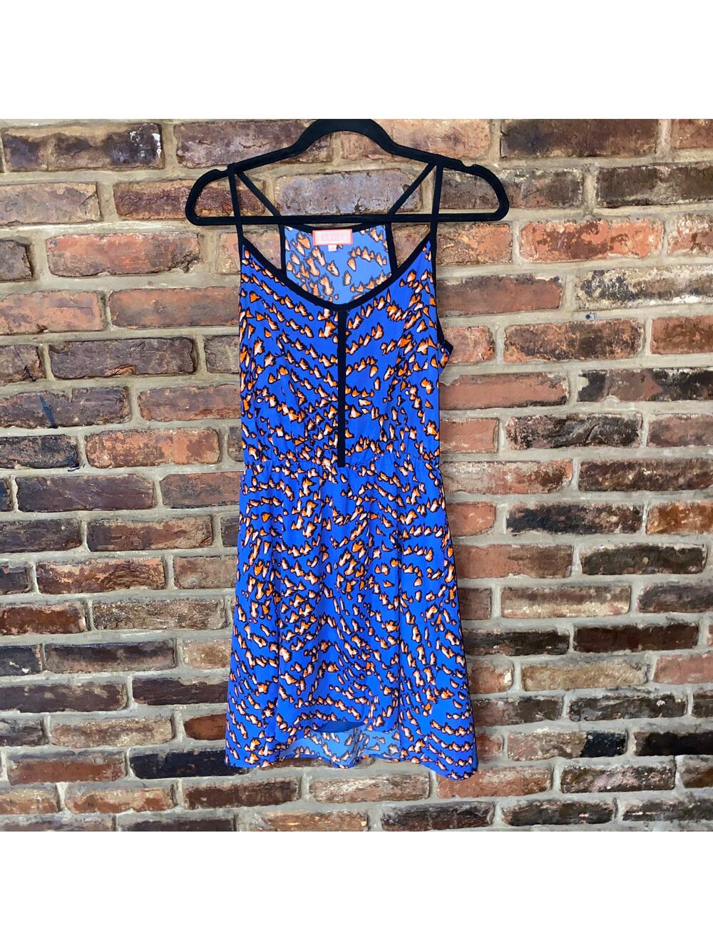 Best Society Blue Orange Animal Print Sleeveless Mini Dress Women's Size Medium
